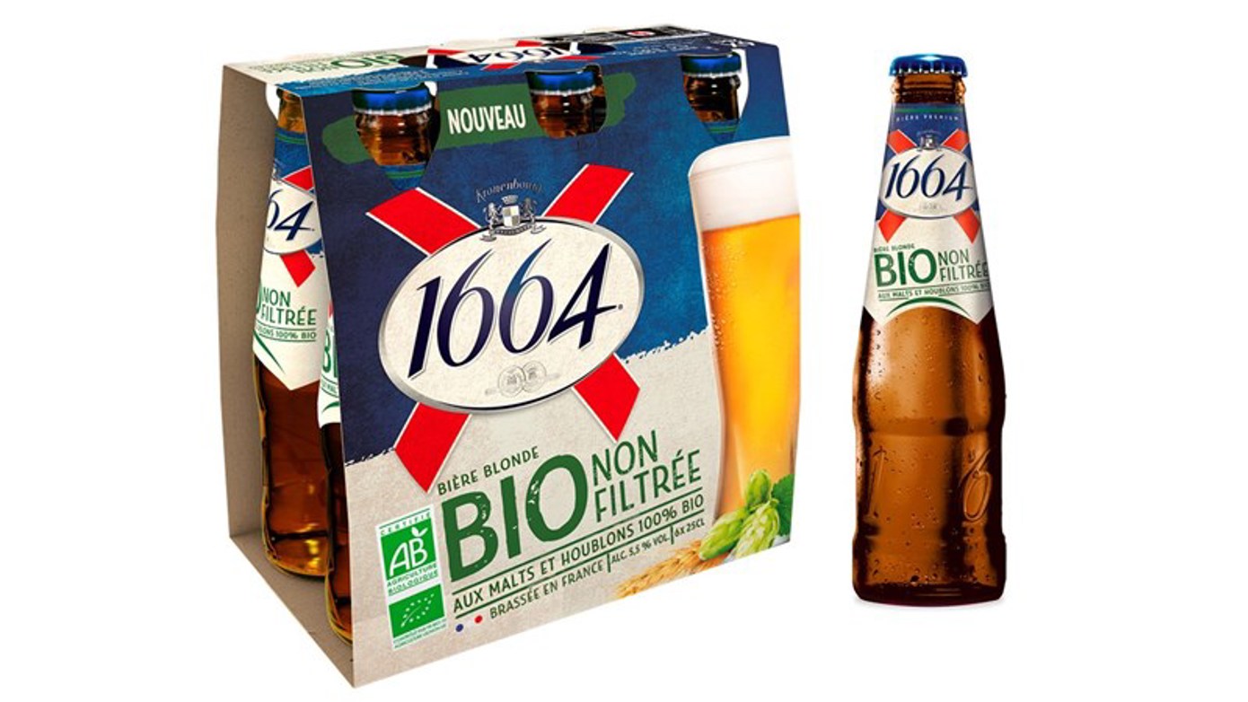 La toute première bière bio du portefeuille de la marque 1664. Une bière brassée en France à partir de malts et de houblons 100% bio et non filtrée, pour plus d'authenticité.